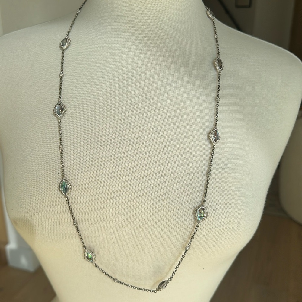 Silver necklace with moonstones